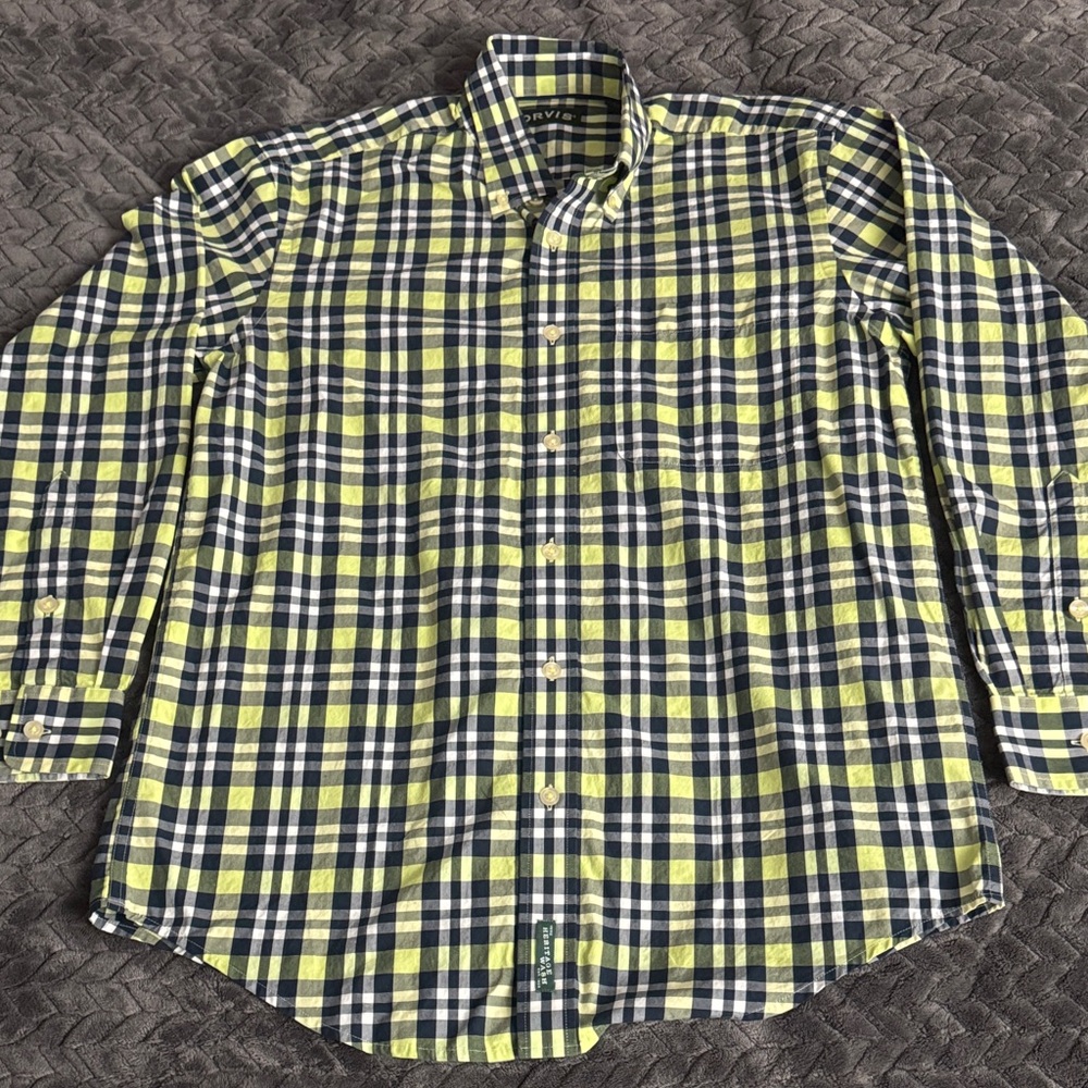 Orvis Green and Blue Plaid Men's Shirt Size Medium
